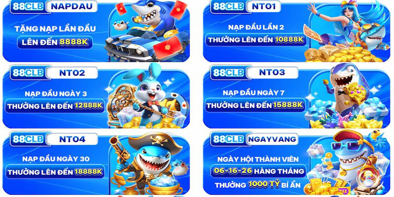 Khuyến mãi nạp đầu 88clb đặc sắc thưởng khủng