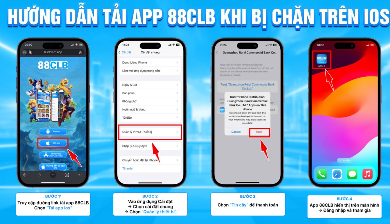 Tải app 88CLB trên hệ thống iOS